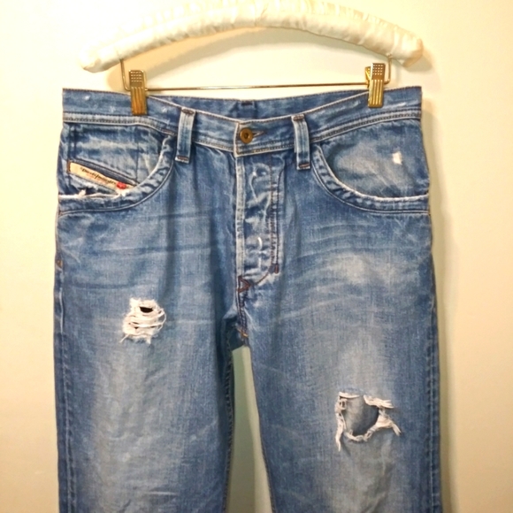 Vintage Diesel Tyel Distressed Button-Fly Bootcut Jeans Made In Italy - Picture 2 of 14